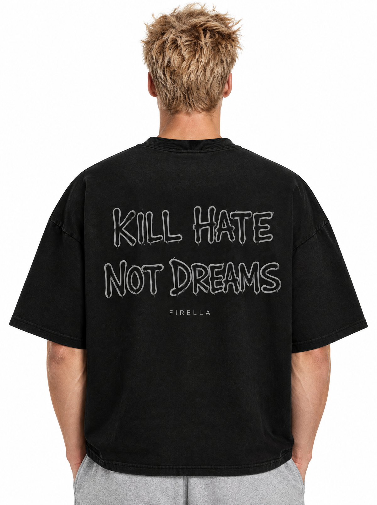 KILL HATE TEE - Black - back detail
