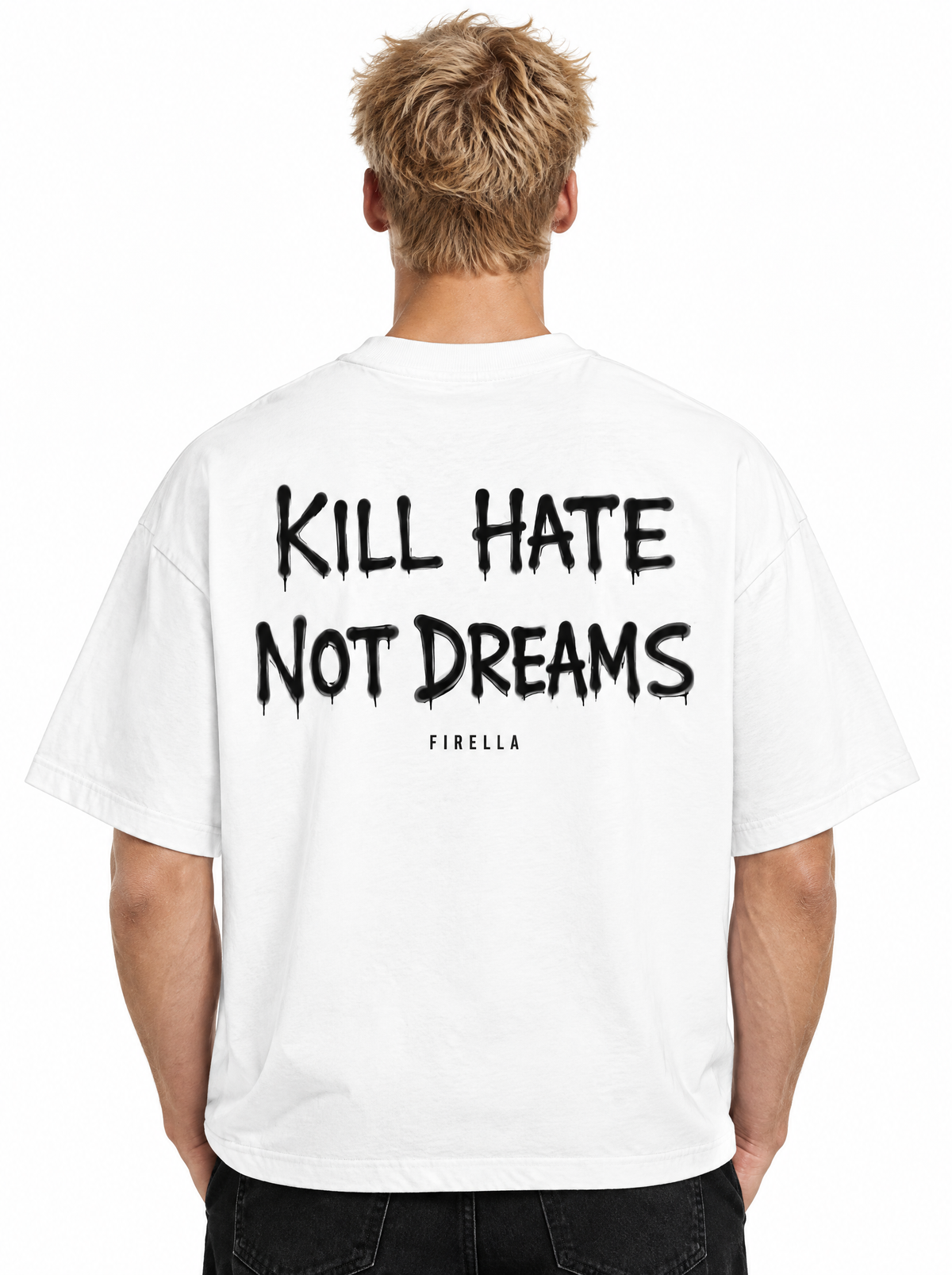 KILL HATE TEE - White - back detail