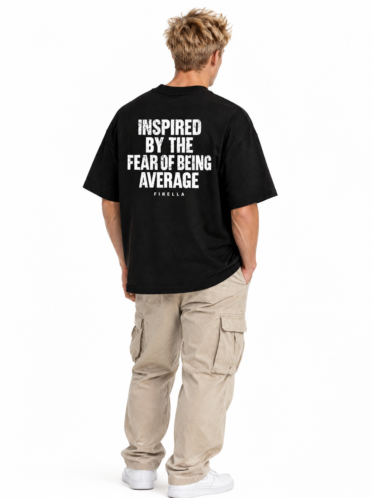 FEAR OF AVERAGE TEE - Black - back angle