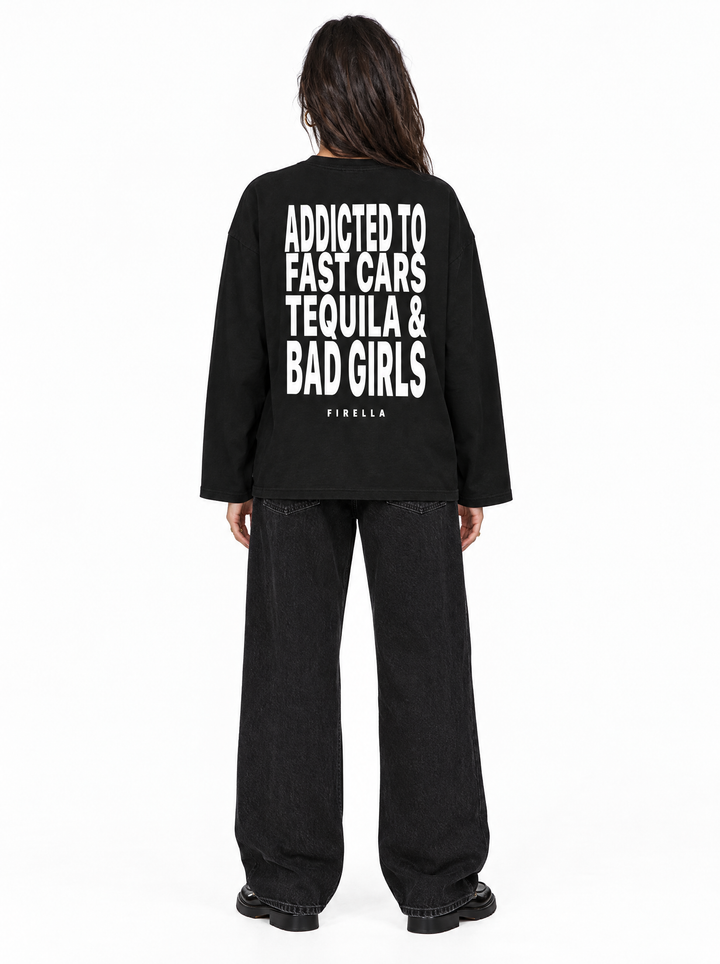 "ADDICTED TO" Long Sleeve - Black - back