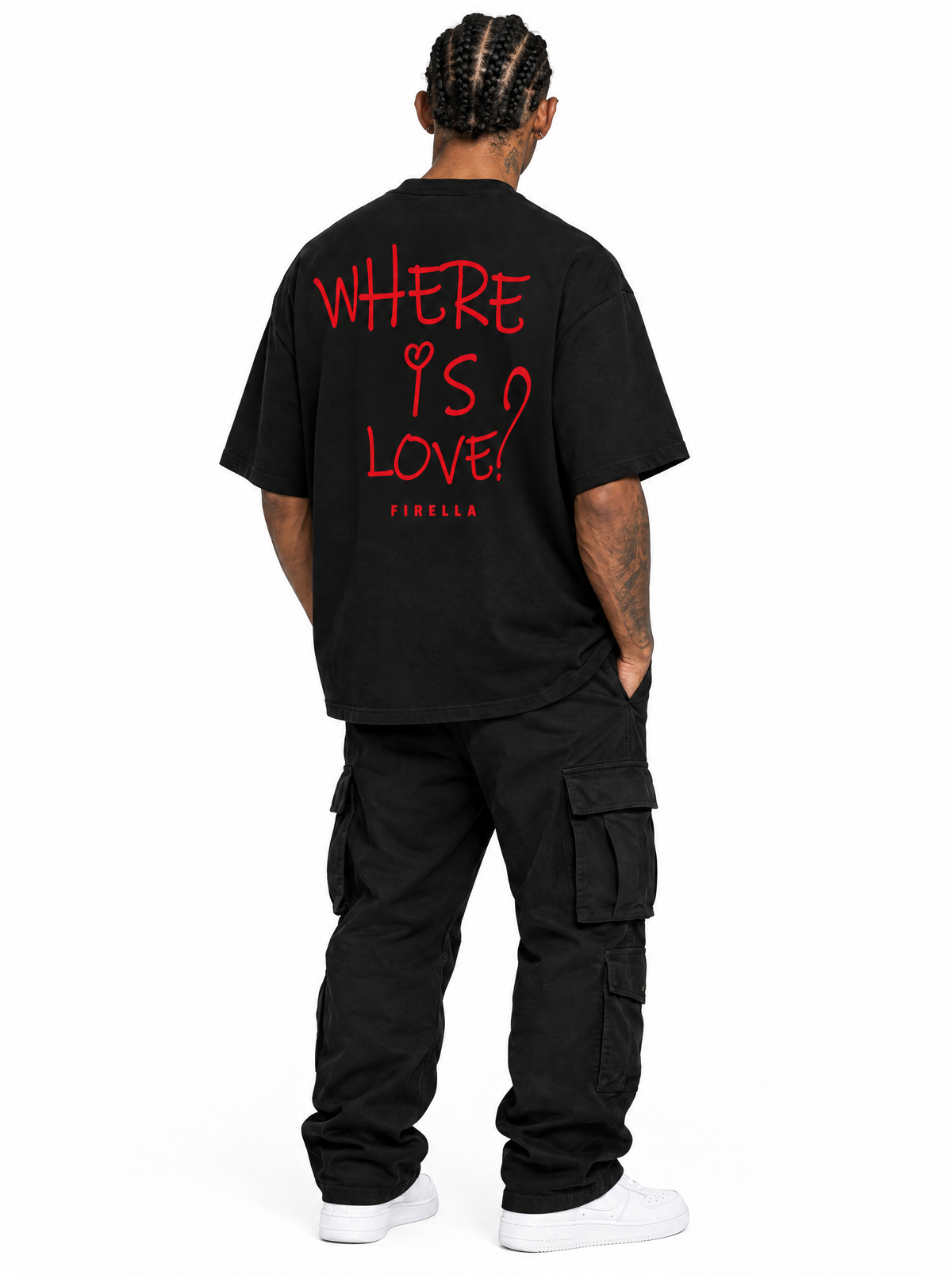 "WHERE IS LOVE?" T-Shirt - Black - back angle