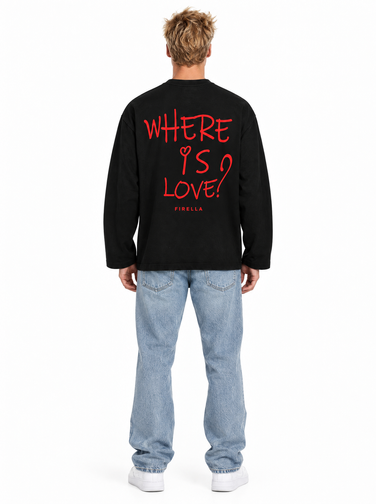 "WHERE IS LOVE?" Long Sleeve - Black - back