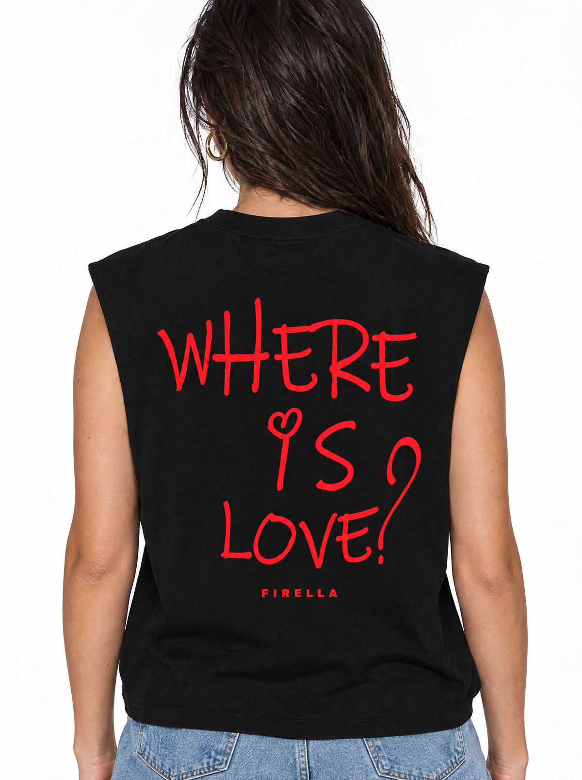 "WHERE IS LOVE?" Tank Top - Black - back detail