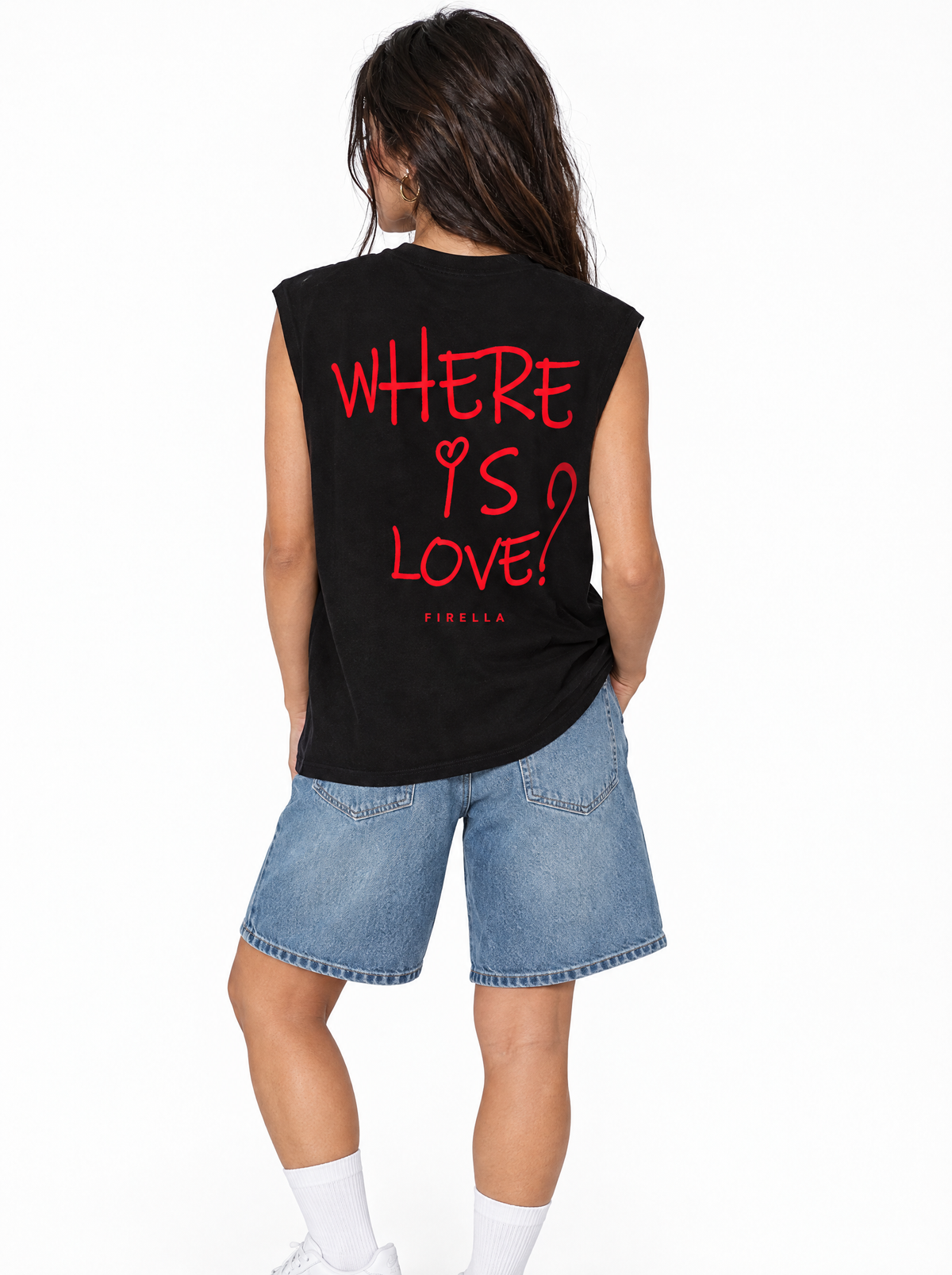 "WHERE IS LOVE?" Tank Top - Black - back angle