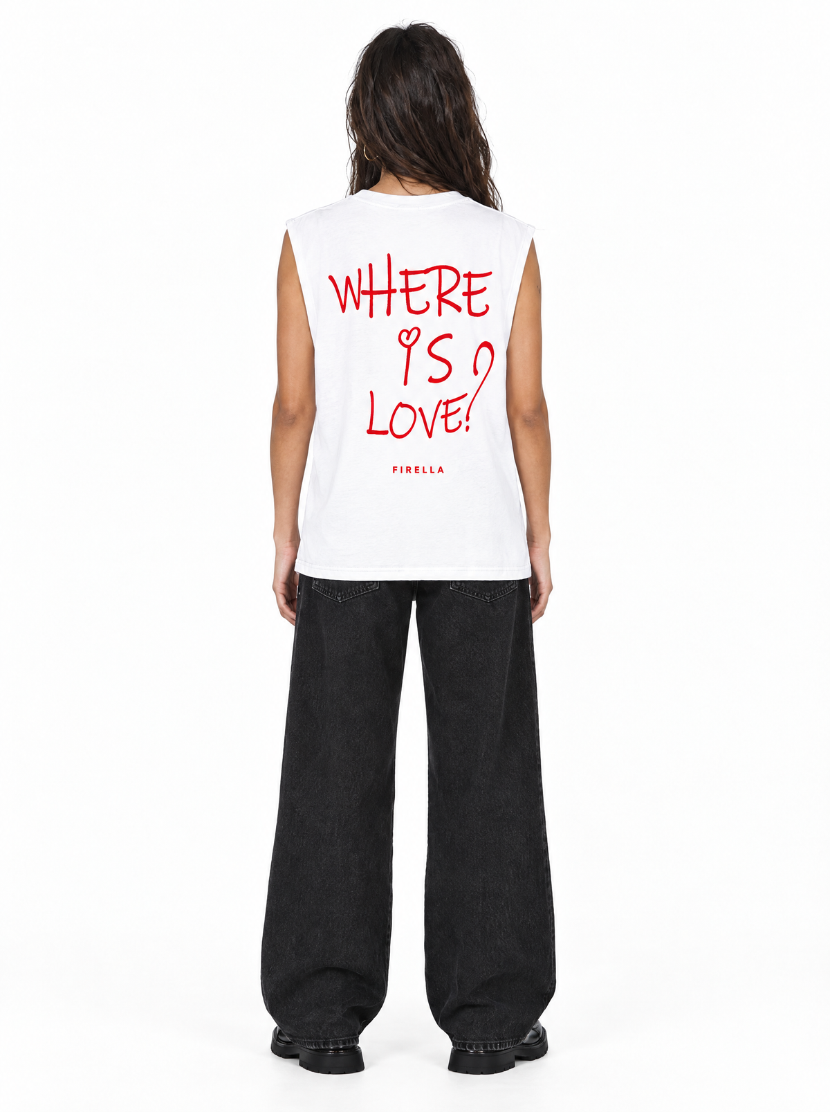 "WHERE IS LOVE?" Tank Top - White - back