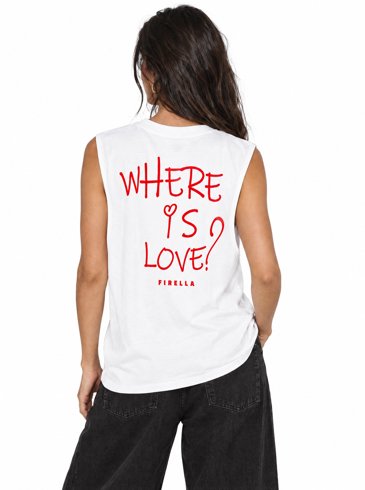 "WHERE IS LOVE?" Tank Top - White - back angle
