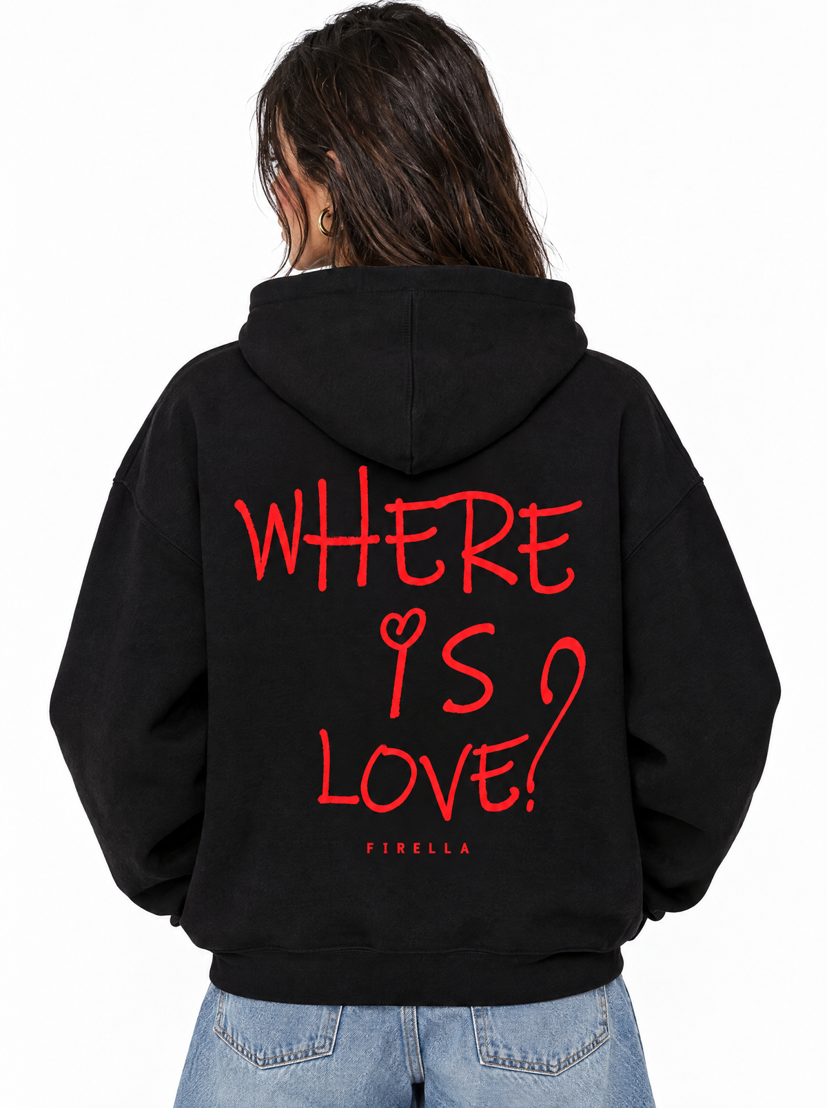 "WHERE IS LOVE?" Hoodie - Black - back detail