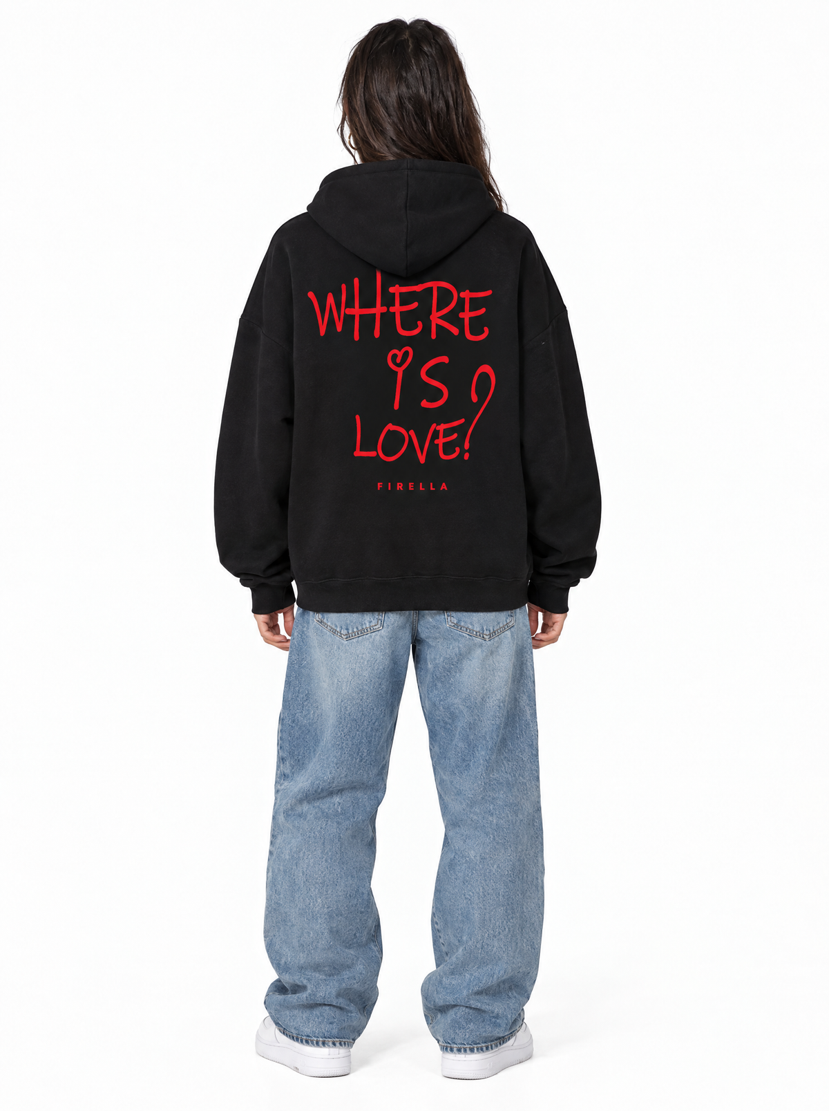 "WHERE IS LOVE?" Hoodie - Black - back