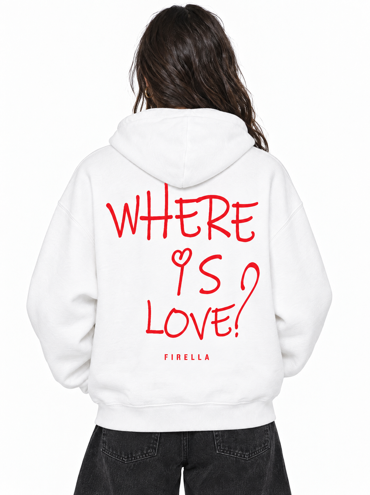 "WHERE IS LOVE?" Hoodie - White - back detail