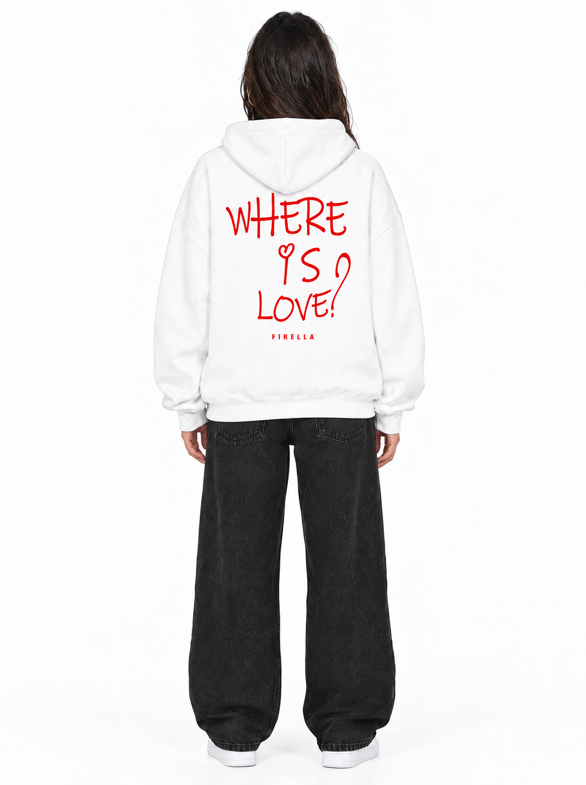 "WHERE IS LOVE?" Hoodie - White - back
