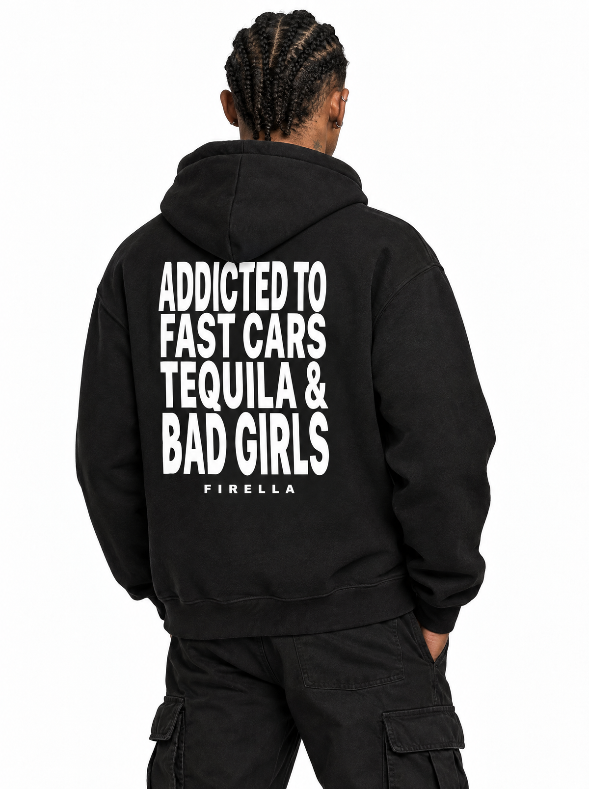 "ADDICTED TO" Hoodie - Black - back angle