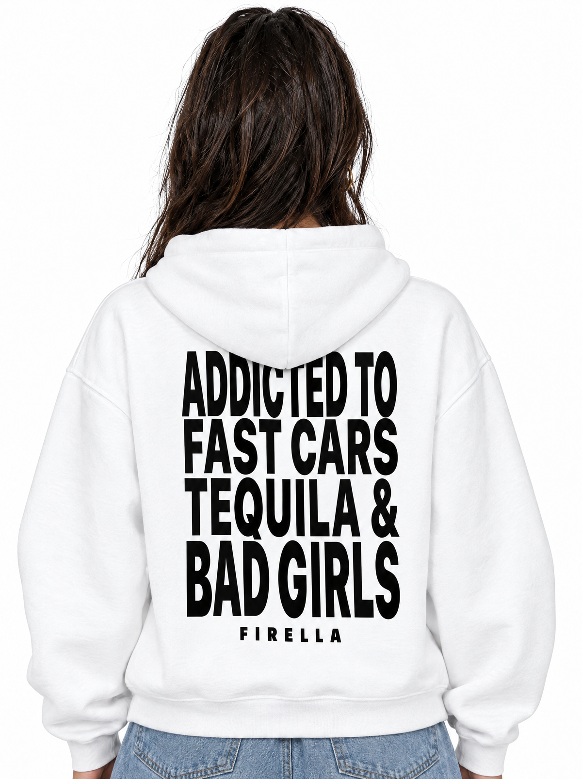 "ADDICTED TO" Hoodie - White - back detail