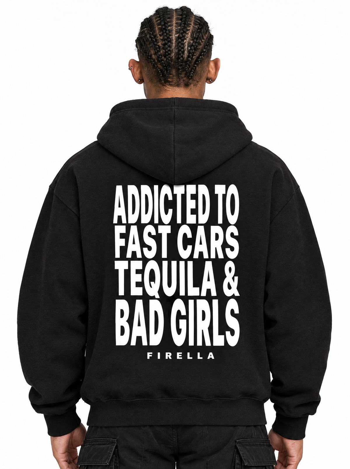 "ADDICTED TO" Hoodie - Black - back detail