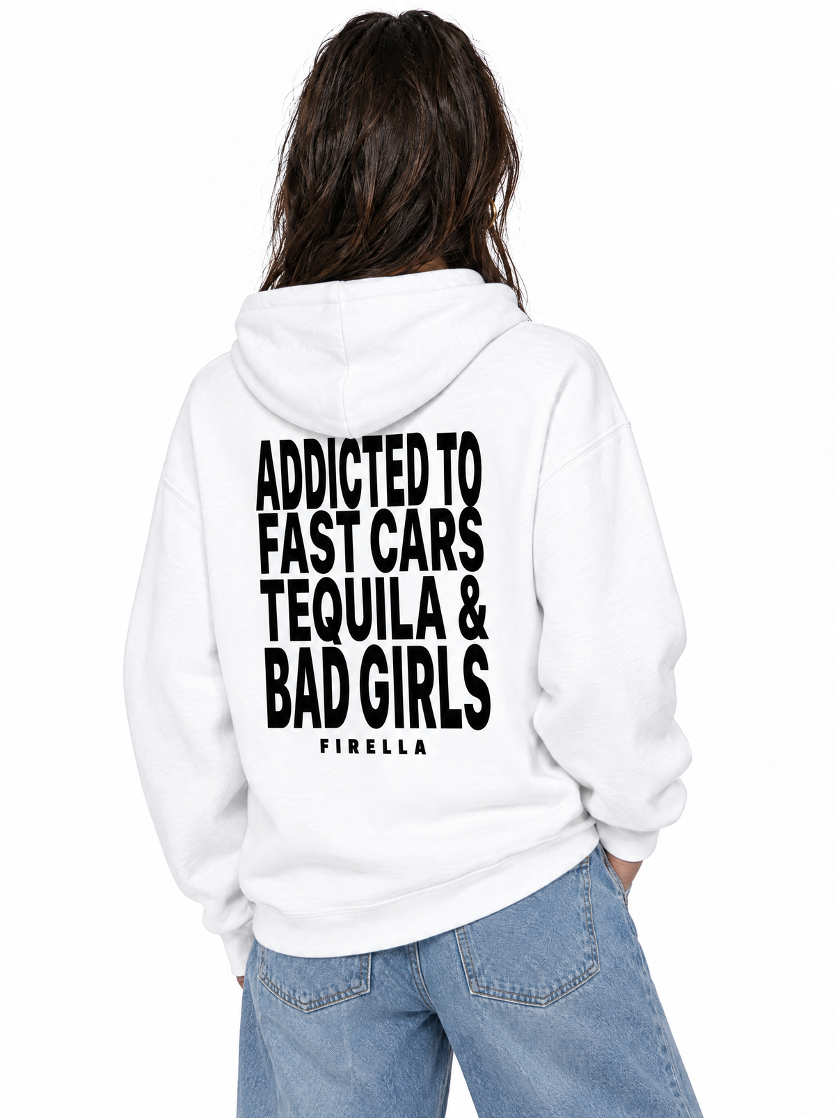 "ADDICTED TO" Hoodie - White - back angle