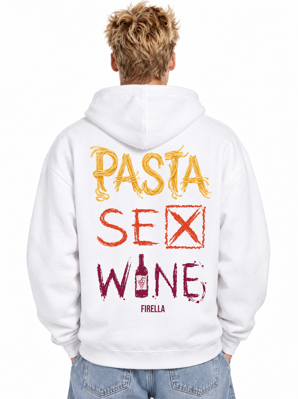 PASTA SEX WINE HOODIE - White - back detail