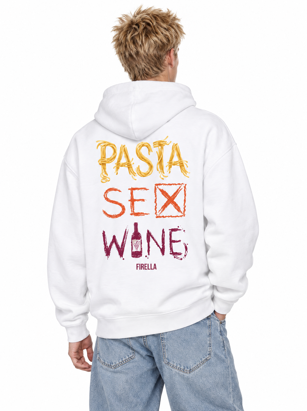 PASTA SEX WINE HOODIE - White - back angle